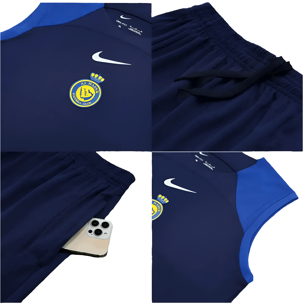 Al Nassr Dark Blue Sleeveless Training Set (With Shorts)